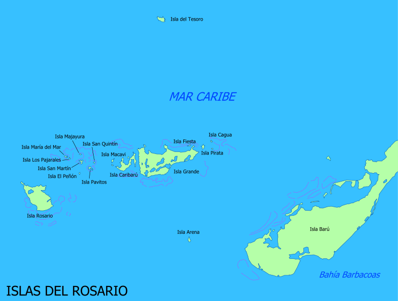 mapa de las Islas del rosario
