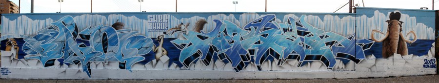 Sher y Barok. Mural a lo Ice Age. Calle Andador Juan I