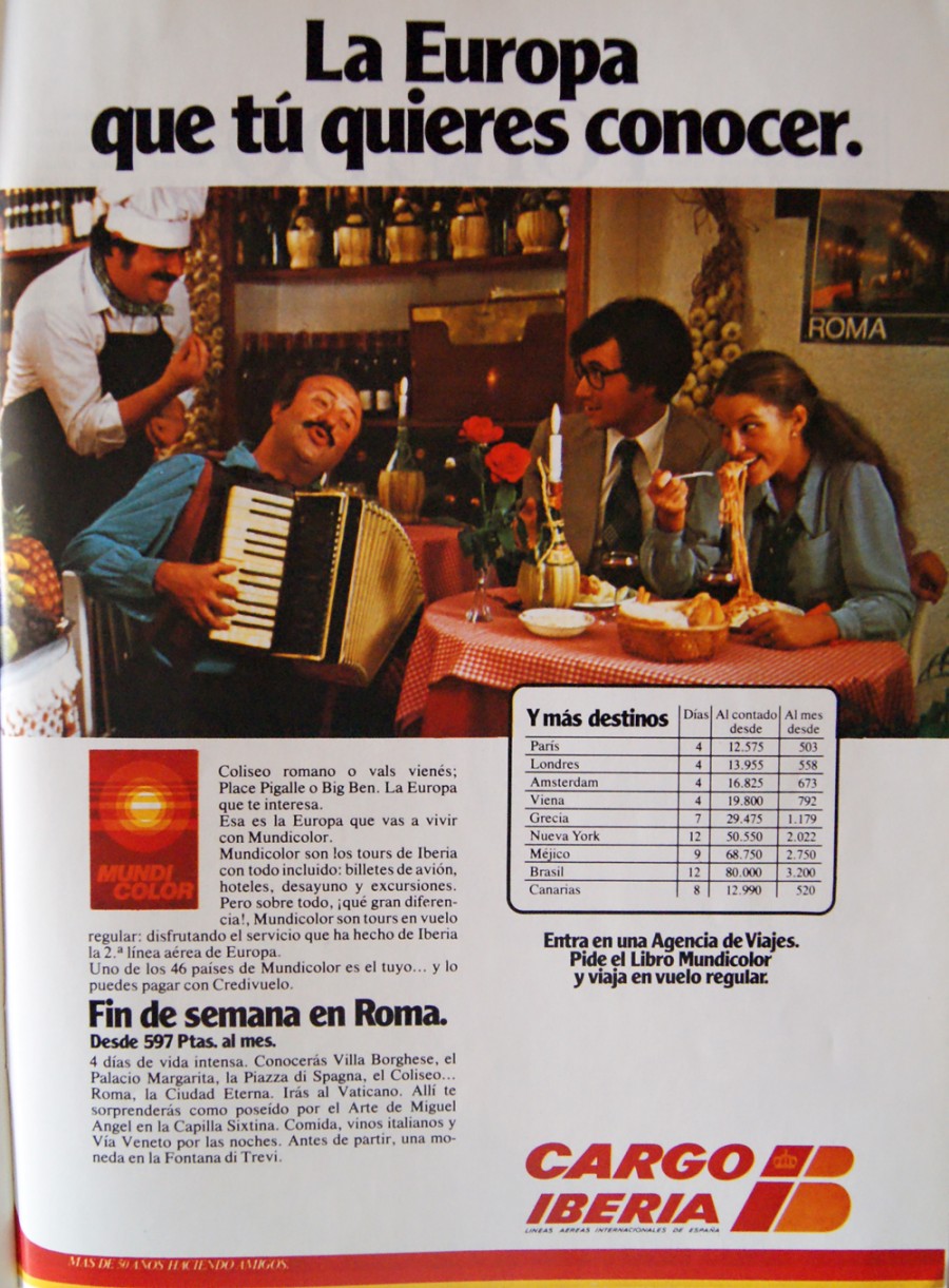 publicidad de Iberia 1978